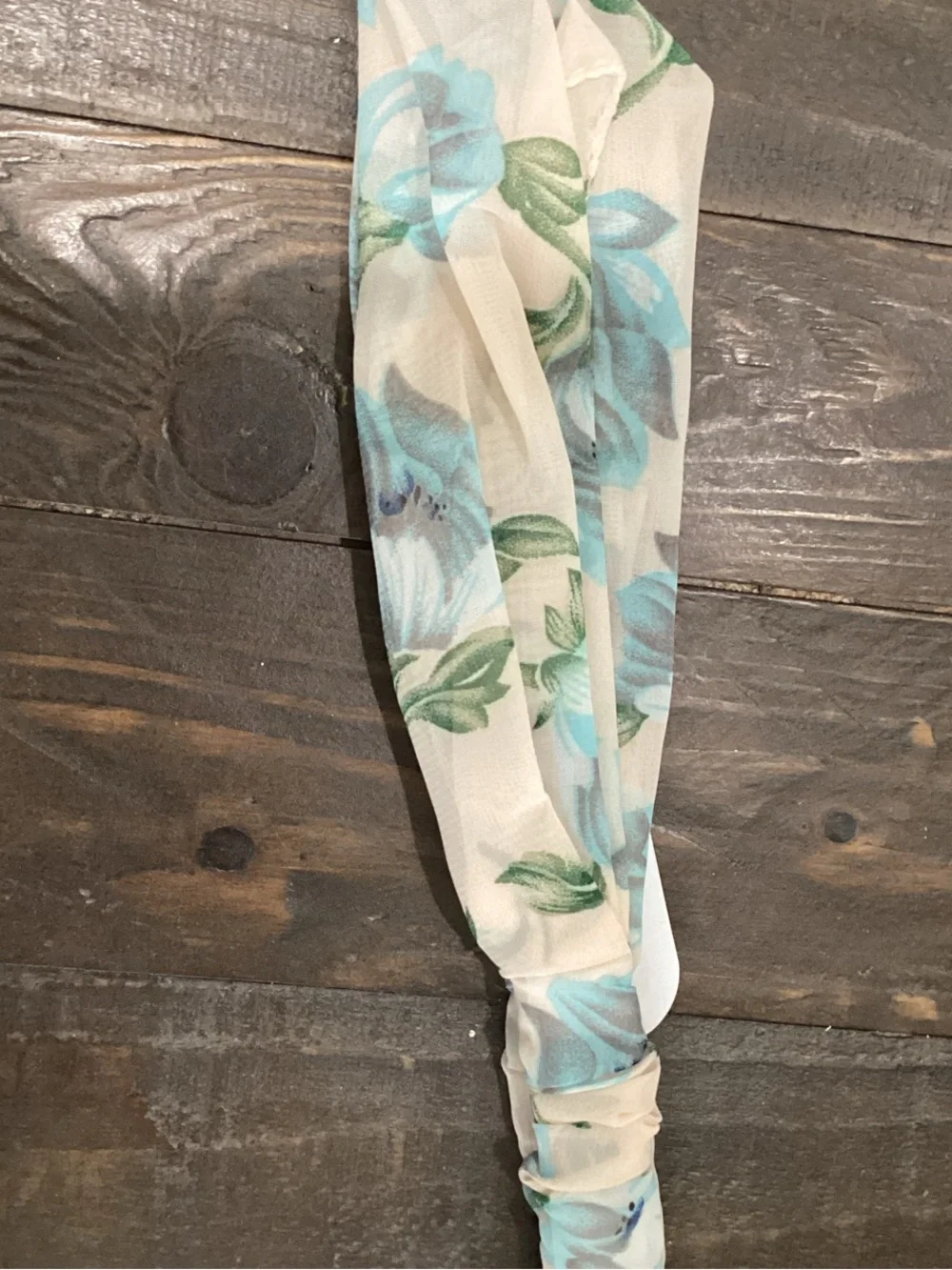 Sheer Floral Headband‎ in Aqua and Green
